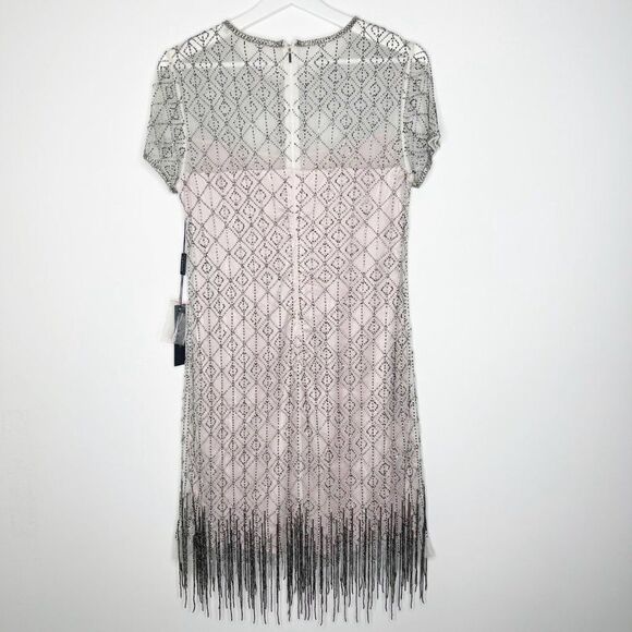 TAHARI Winter Beaded Fringe Mini Dress  - Picture 10 of 15